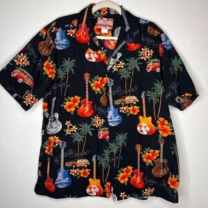 Electric Guitars & Woodys Cars Hawaiian Shirt – RJC – Size XL – Made in Hawaii